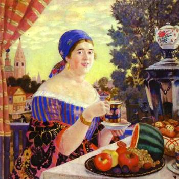Boris Kustodiev : A Merchant Wife at Tea